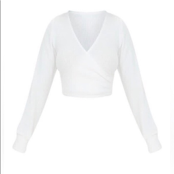 PLT White Ribbed Crop Top (Petite Size 0) - Picture 4 of 4